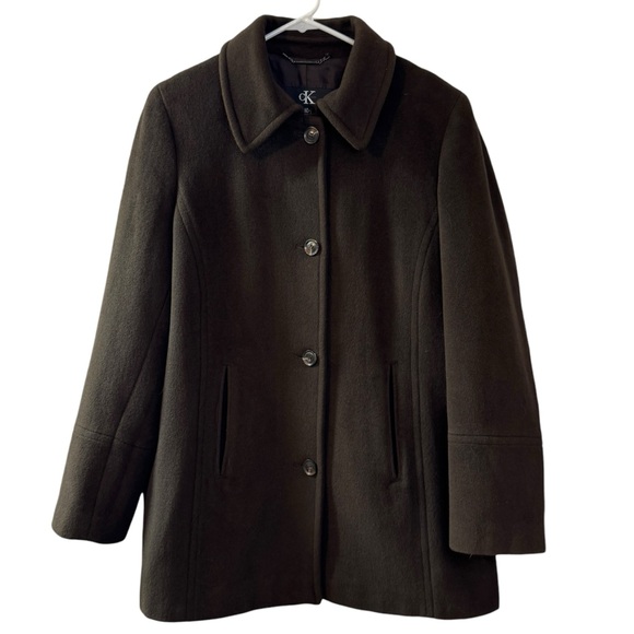 Calvin Klein Jackets & Blazers - Calvin Klein Angora Rabbit Hair Wool Chocolate Brown Peacoat Like New soft cozy